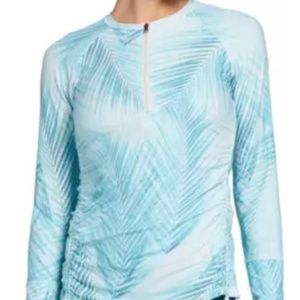 Calia Long Sleeve Zip Rashguard – Soft Palms Blue – NWT